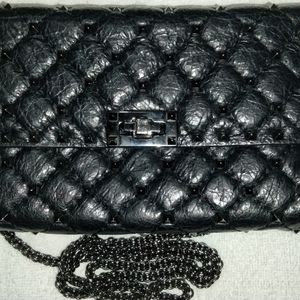 Valentino rockstud black nappa leather shoulder bag